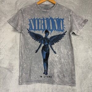 ✨ 2/$35‎ Nirvana In Utero Acid Wash Graphic Band T Shirt Small Baddie Grunge Y2K